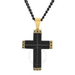 1 / 4Ctw Black Diamond Stainless Steel With Black Finish With Yellow Cross Pendant