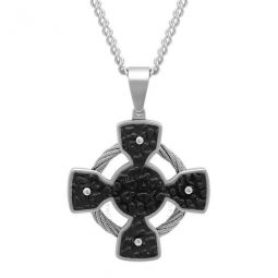 Stainless Steel Black & White Iron Cross Pendant