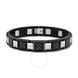 Stainless Steel & Tungsten Black Finish Carbon Fiber Men's Link Bracelet