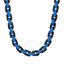 Stainless Steel with Black & Blue Finish Curb Link Chain