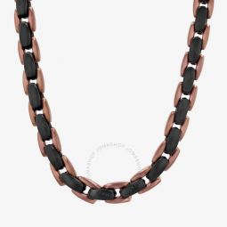 Stainless Steel with Black & Brown Finish Oval Link Chain