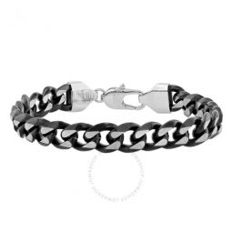 Stainless Steel with White & Black Finish Beveled Curb Bracelet