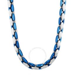 Stainless Steel with White & Blue Finish Link Chain