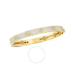 Love in Verona 18K Yellow Gold Diamond Pave Bangle With Flowers