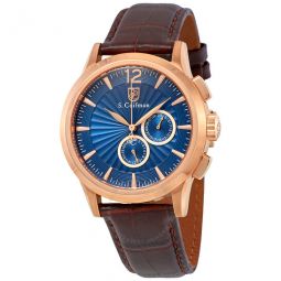 Blue Dial Brown Leather Mens Watch