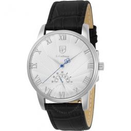 White Dial Black Leather Mens Watch