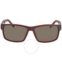 Brown Rectangular 58 mm Mens Sunglasses