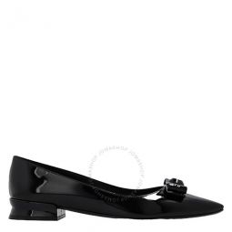 Ladies Black Leather Katrin Vara Bowl Ballet Pumps, Size 6.5