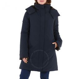 Ladies Samantha Hooded Faux Fur Trim Coat, Brand Size 0 (X-Small)