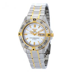5 Sports Automatic White Dial Mens Watch