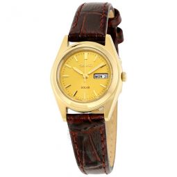 Core Champagne Dial Brown Leather Ladies Watch