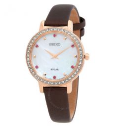 Essentials Eco-Drive Crystal Mother of Pearl Dial Ladies Watch