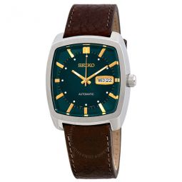 Recraft Automatic Green Dial Brown Leather Mens Watch