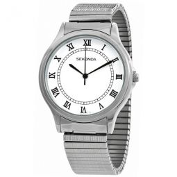 Quartz White Dial Stainless Steel Expansion Ladies Watch
