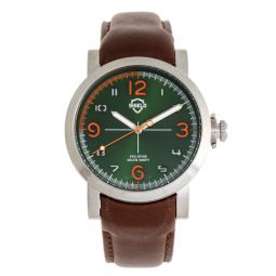Berge Quartz Green Dial Brown Leather Mens Watch