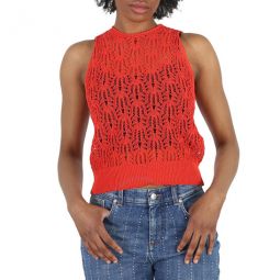 Ladies Bright Red Pointelle Stitch Top, Brand Size 40 (US Size 6)