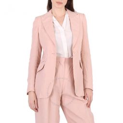 Rose Fluid Linen Single-Breasted Blazer, Brand Size 40 (US Size 6)