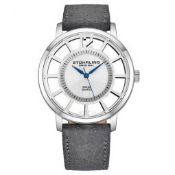 Symphony Silver Dial Grey Leather Mens Watch