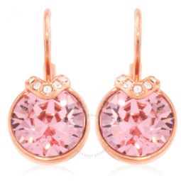 Bella Pink Rose Gold-Tone Plated Roud Cut V Drop Earrings