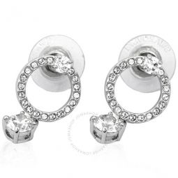 Crystal Attract Circle Pierced Earrings White Rhodium Plated