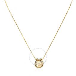 Ladies Bella Gold-Tone Plated Round Cut V Pendant Necklace