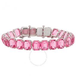 Ladies Pink Millenia Rhodium Plated Octagon Cut Bracelet