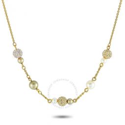 Lady Jane Yellow Gold Plated Stainless Steel Crystal Pearl Necklace
