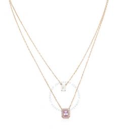 Millenia Rose Gold-Tone Plated Octagon Cut Layered Necklace