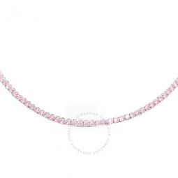 Pink Rhodium Plated Round Cut Matrix Tennis Necklace