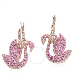 Pink Rose Gold-Tone Plated Iconic Swan Drop Earrings