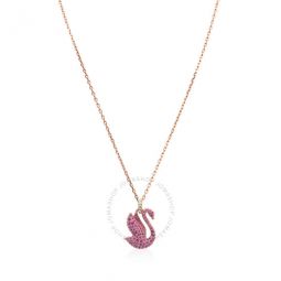 Pink Rose Gold-Tone Plated Iconic Swan Pendant Necklace