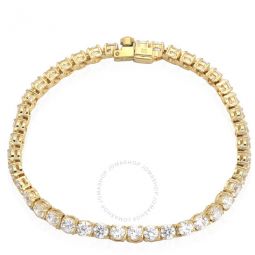 White Gold-Tone Plated Round Cut Matrix Tennis Bracelet, Size Medium