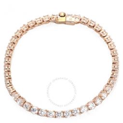 White Rose Gold-Tone Plated Round Cut Matrix Tennis Bracelet, Size Medium