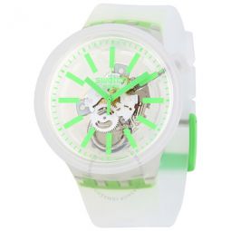 Green-In-Jelly Quartz White Skeleton Dial Watch