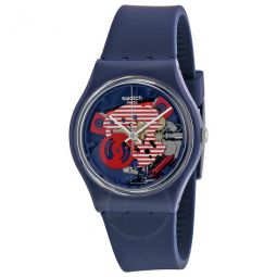 Porticciolo Red White Transparent Dial Blue Silicone Band Ladies Watch