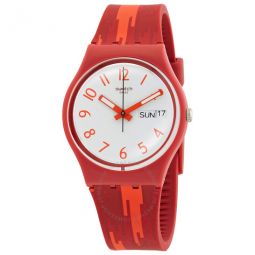 Red Flame White Dial Red Silicone Ladies Watch