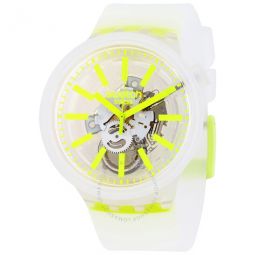 Yellow-In-Jelly Quartz White Skeleton Dial Watch