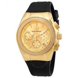 Cruise Diva Pave Chronograph Gold Dial Watch