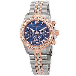 Manta Chronograph GMT Quartz Crystal Blue Dial Ladies Watch