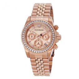 Manta Ray Chronograph GMT Quartz Crystal Rose Gold Dial Ladies Watch
