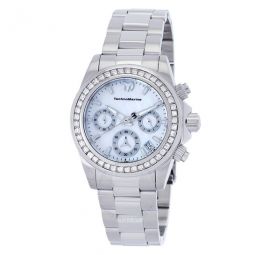 Manta Ray Chronograph GMT Quartz Crystal White Mother of Pearl Dial Ladies Watch