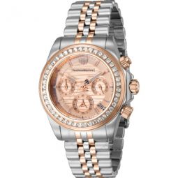 Manta Ray Chronograph GMT Quartz Rose Gold Dial Ladies Watch