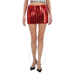 Ladies Red Rue Crystal-Embellished Mini Skirt, Brand Size 38 (US Size 4)