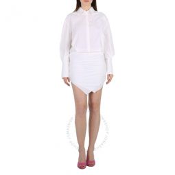 Ladies White Long-Sleeved Hatty Mini Dress, Brand Size 40 (US Size 6)