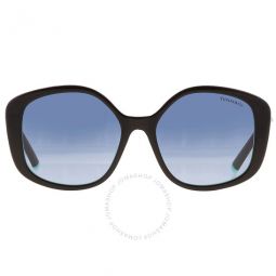 Azure Gradient Blue Irregular Ladies Sunglasses