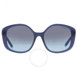 Blue Gradient Gray Irregular Ladies Sunglasses