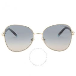 Gradient Blue Mirrored Silver Aviator Ladies Sunglasses