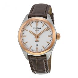 PR100 Silver Dial Brown Leather Ladies Watch T1012102603600