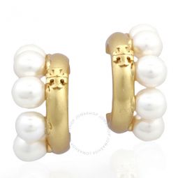 Ladies Rolled Gold/Pearl Kira Pearl Hoop Earrings