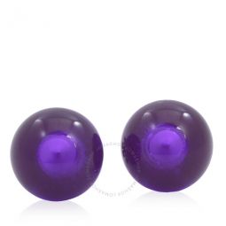 Ladies Tory Silver/Purple Resin Logo Earrings